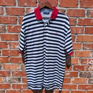 Stars & Stripes Striped Polo Mens L Navy White Red Nautical Rugby Sailboat